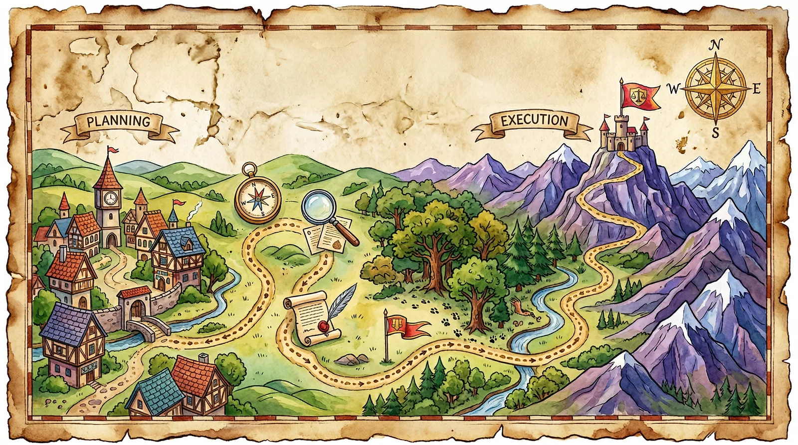 A treasure map illustration showing the audit journey across Domain 1