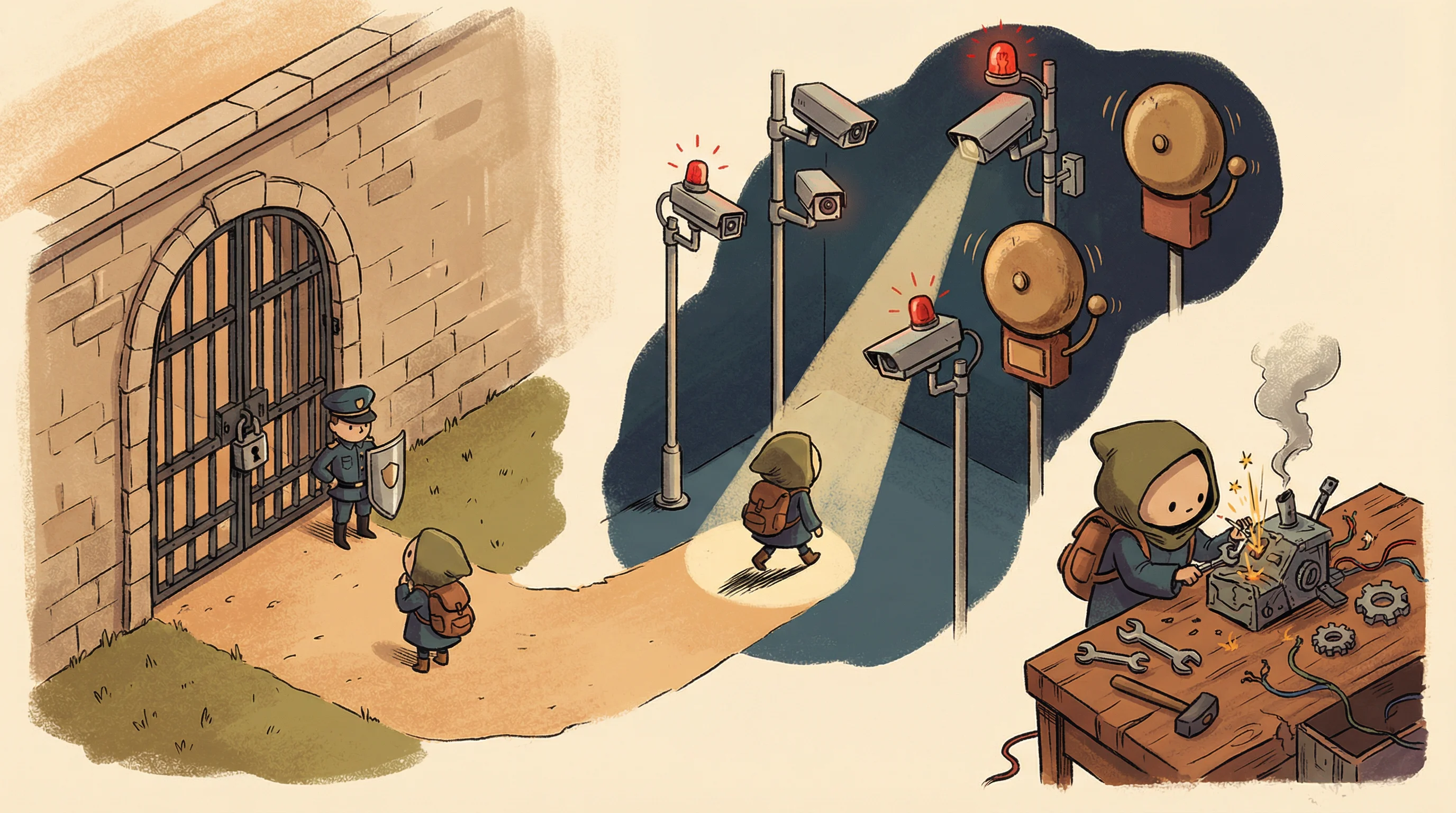 A workshop scene with different tools representing control classifications