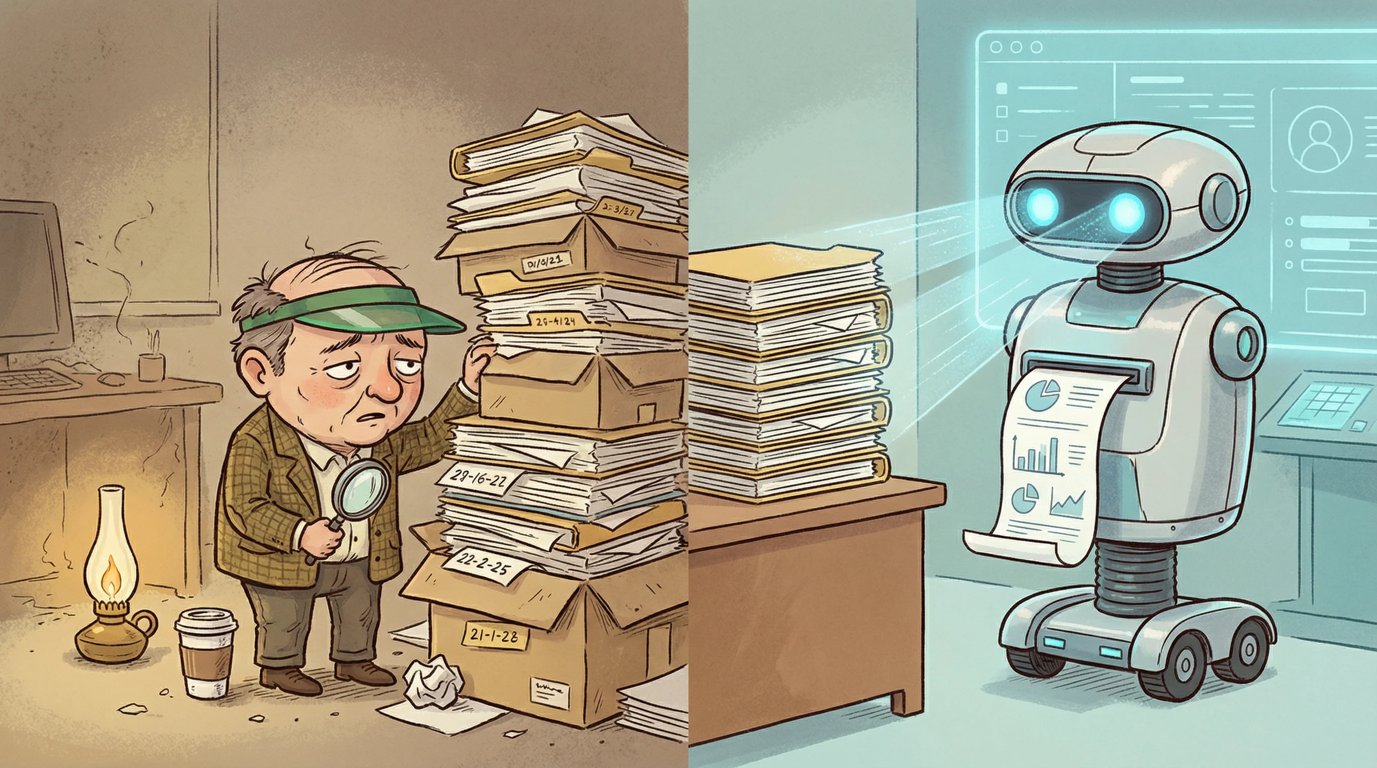 A robot auditor scene representing computer-assisted audit techniques and continuous auditing